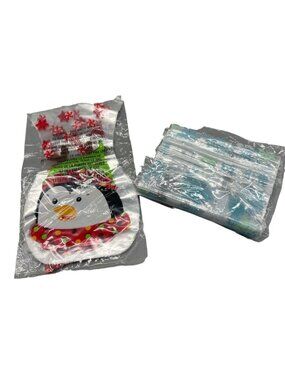 Christmas holiday gift trinket clear bags snowman snowflakes open package